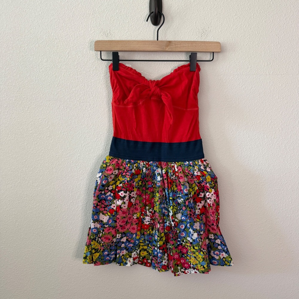 ABERCROMBIE & FITCH Women Cotton Floral Strapless Mini Dress Size XS Boho Y2K
